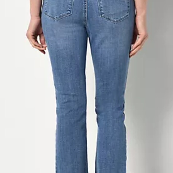 Laurie Felt Classic Denim Crop Bootcut Jeans w/Raw Hem Size 14P in dark vintage! - Picture 2 of 9